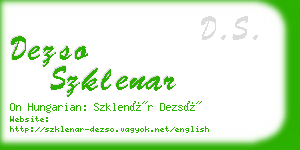 dezso szklenar business card